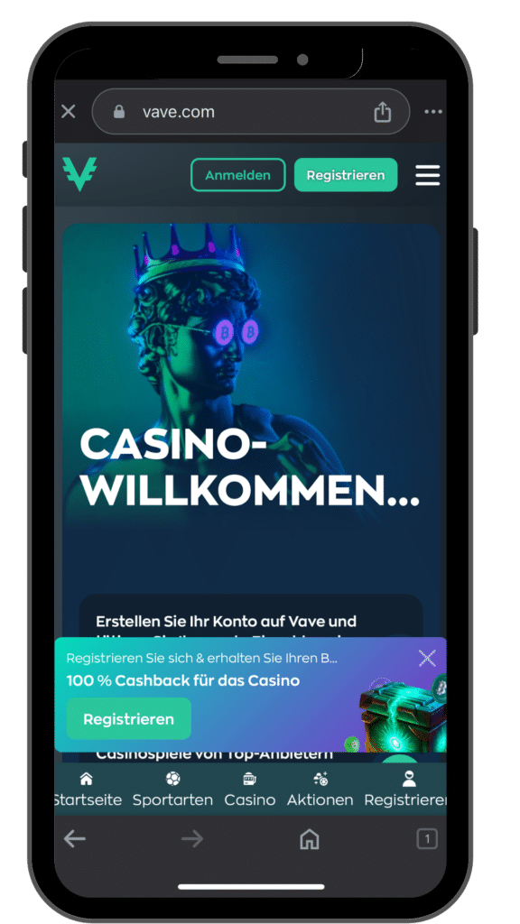 Vave Casino Bonus in der Iphone 14 Ansicht